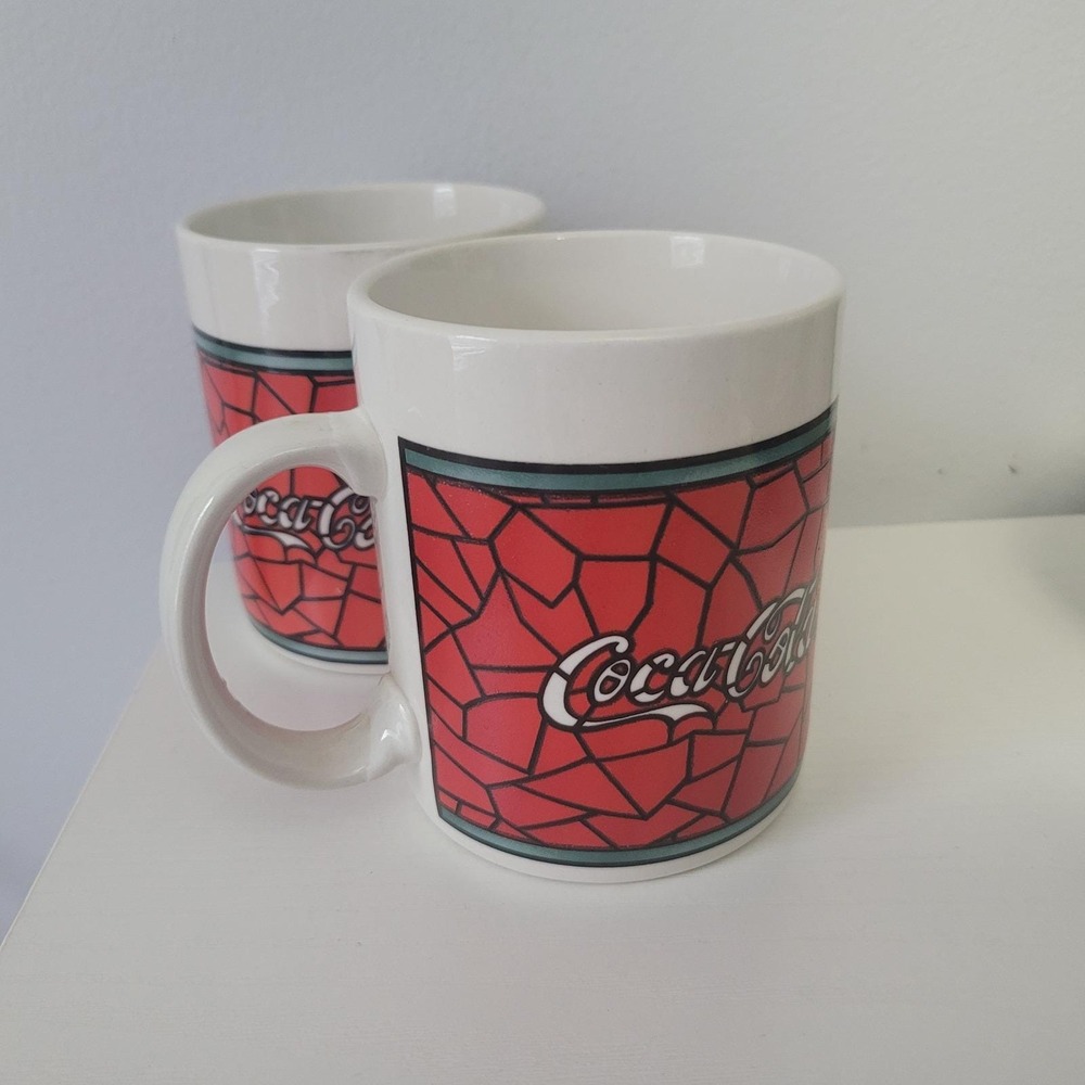 Set of‎ Vintage Coca Cola, Stained Glass Design, Coffee Mugs